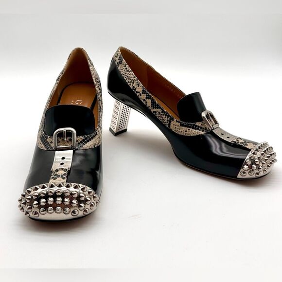 Gucci Spice Lux Python Avana Black and Silver Spiked Metal Heel Pumps EU 39 US9 - Picture 12 of 14